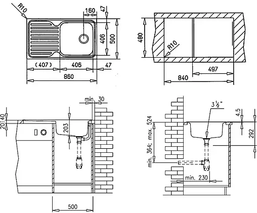 Мойка кухонная Teka Classic 1B 1D нержавеющая сталь полированная 10119056
