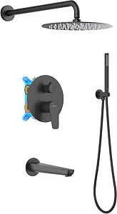 Душевая система со смесителем для ванны Aquatek Бетта чёрный матовый AQ1173MB Душевая система со смесителем для ванны Aquatek Бетта чёрный матовый AQ1173MB, 1