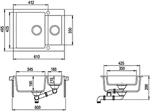 Мойка кухонная Teka Clivo 60 S-TQ черный металлик 40148030 Мойка кухонная Teka Clivo 60 S-TQ черный металлик 40148030, 2