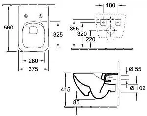 Унитаз подвесной безободковый Villeroy&Boch Venticello CeramicPlus альпийский белый 4611RLR1, 2