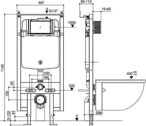 Инсталляция для подвесного унитаза Jacob Delafon E38064-NF Инсталляция для подвесного унитаза Jacob Delafon E38064-NF