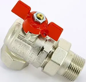 Кран шаровый с американкой угловой 1&quot;в x 1&quot;н Uni-fitt 133T4000, 1