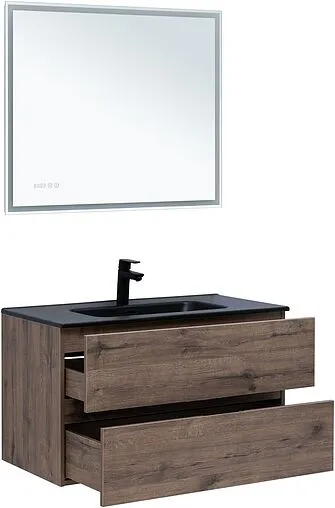 Тумба под умывальник подвесная Aquanet Алвита New 90 дуб веллингтон/табак 00334187