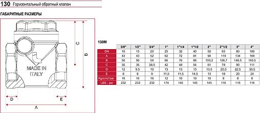 Клапан обратный поворотный ½"в x ½"в Itap Clapet 1300012M