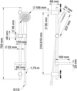 Душевая стойка Swedbe Harmony хром 5010, 2