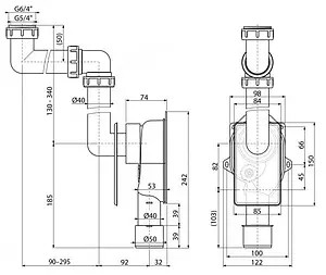 Сифон трубный для раковины AlcaPlast белый A873 Сифон трубный для раковины AlcaPlast белый A873, 2