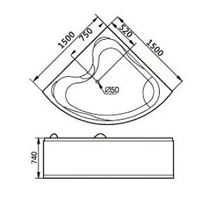 Ванна акриловая Gemy 150x150 G9041 B Ванна акриловая Gemy 150x150 G9041 B, 2