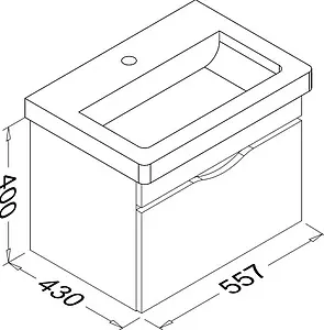 Тумба-умывальник подвесная ISVEA Neo 60 серый 21NGS319060E Тумба-умывальник подвесная ISVEA Neo 60 серый 21NGS319060E, 2