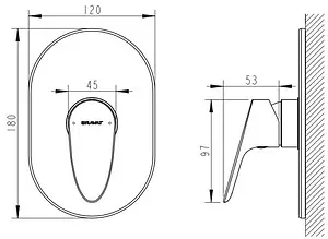 Смеситель для душа скрытого монтажа Bravat Drop хром PB84898CP-RUS Смеситель для душа скрытого монтажа Bravat Drop хром PB84898CP-RUS, 2