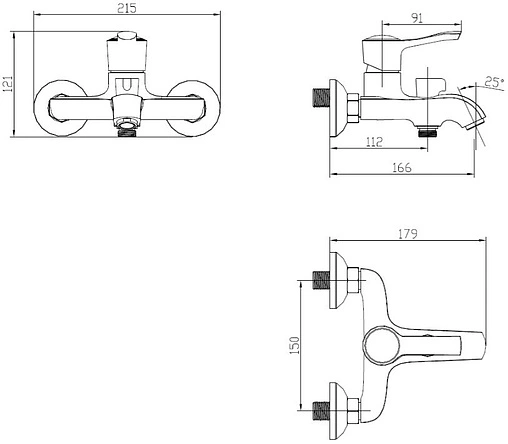 Смеситель для ванны SMARTsant Винтаж хром SM263503AA