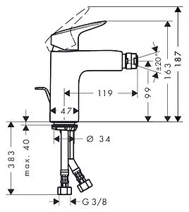 Смеситель для биде Hansgrohe Logis хром 71200000, 2