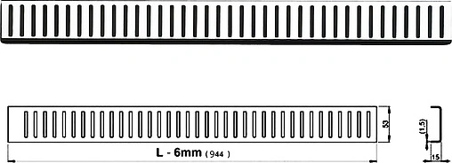 Решетка для лотка 944мм AlcaPlast Pure-950L