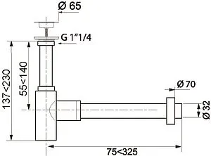 Сифон бутылочный для раковины Wirquin Lineis чёрный матовый 30987099 Сифон бутылочный для раковины Wirquin Lineis чёрный матовый 30987099, 2