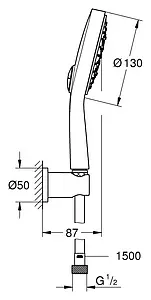 Душевой набор Grohe Power&Soul Cosmopolitan белый 26174LS0 Душевой набор Grohe Power&Soul Cosmopolitan белый 26174LS0, 3