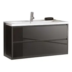 Тумба-умывальник подвесная Aquaton Римини 100 чёрный 1A2346K3RN950 Тумба-умывальник подвесная Aquaton Римини 100 чёрный 1A2346K3RN950, 1