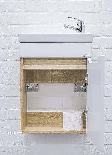 Тумба-умывальник подвесной Айсберг Мечта 40 белый/дуб сонома DM2314T+4607152362107
