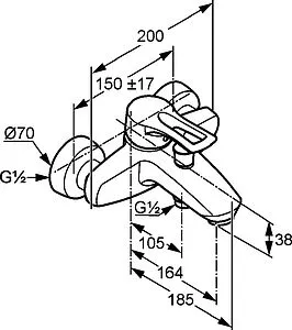 Смеситель для ванны Kludi MX хром 334450562 Смеситель для ванны Kludi MX хром 334450562, 2