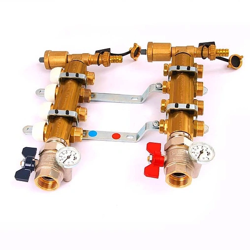 Группа коллекторная без расходомеров 4 отвода 1&quot;в/в x ¾&quot;ек Tiemme 3870012