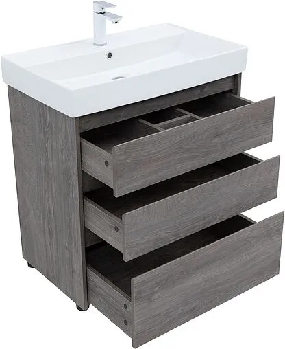 Тумба-умывальник напольная Aquanet Nova Lite 75 дуб рошелье 00302473+00242338