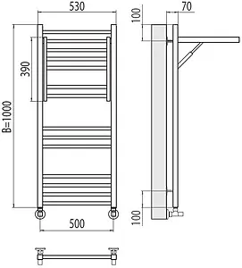 Полотенцесушитель водяной лесенка Terminus Валенсия П14 500х1000 полированная сталь 4670078529480, 2