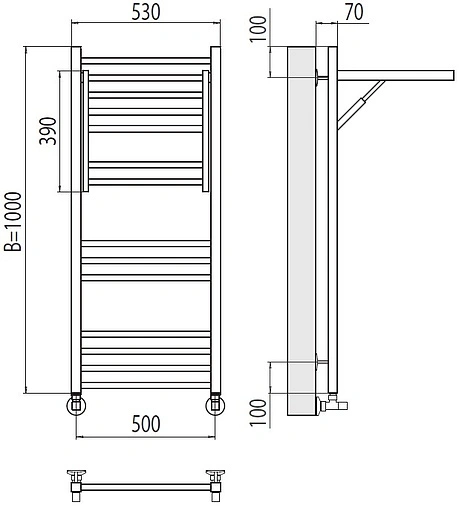 Полотенцесушитель водяной лесенка Terminus Валенсия П14 500х1000 полированная сталь 4670078529480