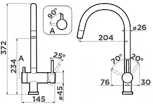 Смеситель для кухни с подключением к фильтру Omoikiri Yamada-AB античная латунь 4994264, 2