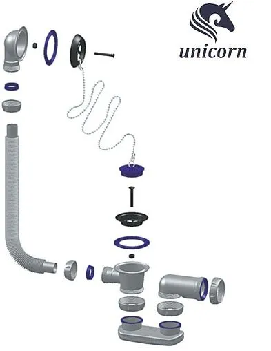 Слив-перелив для ванны Unicorn нержавеющая сталь S15