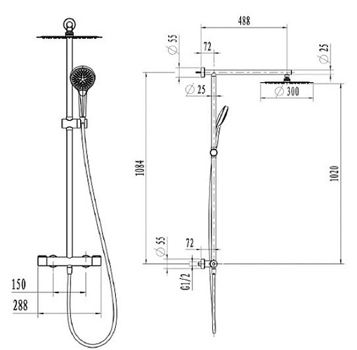 Душевая система с термостатом для душа Villeroy&amp;Boch Embrace Plus хром TVS1083000161