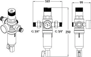 Фильтр тонкой очистки воды с редуктором давления ¾"н x ¾"н Хит Комплект MiniPlus FR06-¾C Фильтр тонкой очистки воды с редуктором давления ¾"н x ¾"н Хит Комплект MiniPlus FR06-¾C, 2