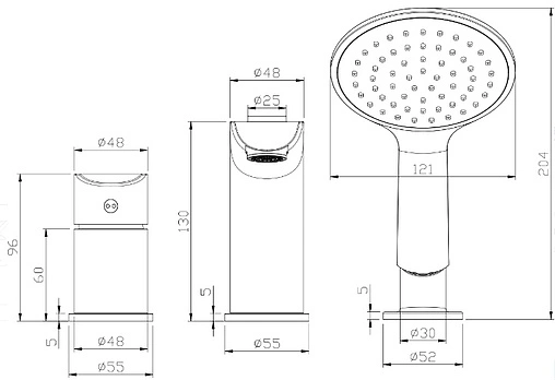 Смеситель на борт ванны на 3 отверстия Rossinka белый/хром W40-39