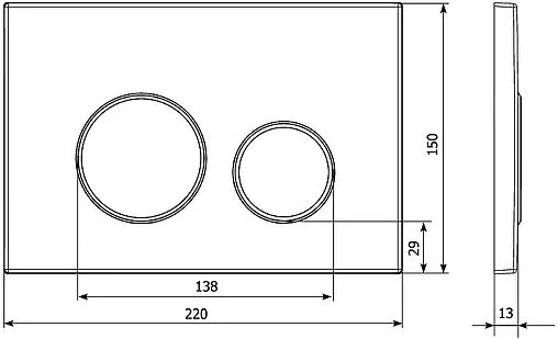Клавиша смыва для унитаза KK-POL M11 350/PPC/143-00-07 кнопка/черный матовый, кольца/черный глянцевый