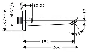 Излив для скрытого монтажа Hansgrohe Logis хром 71410000, 2