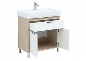 Тумба-умывальник напольная Aquanet Гретта 80 New белый/светлый дуб 00239403+00185552 Тумба-умывальник напольная Aquanet Гретта 80 New белый/светлый дуб 00239403+00185552, 3