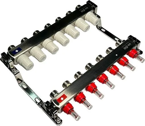 Группа коллекторная с расходомерами 6 отводов 1&quot;в/в x ¾&quot;ек Uni-fitt OPTIMAL 450B4306.RU