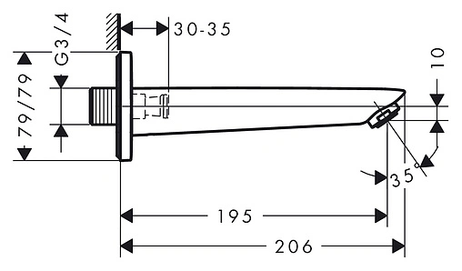 Излив для скрытого монтажа Hansgrohe Logis хром 71410000