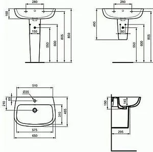 Пьедестал Ideal Standard Esedra белый T283901 Пьедестал Ideal Standard Esedra белый T283901, 2
