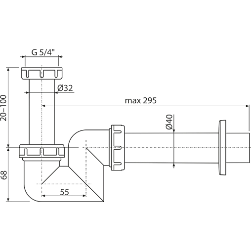 Сифон для биде AlcaPlast белый A45F-DN40 Сифон для биде AlcaPlast белый A45F-DN40