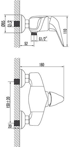 Смеситель для душа Lemark Poseidon хром LM4233C