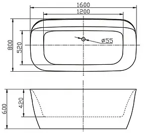 Ванна акриловая отдельностоящая BelBagno 160x80 BB303 Ванна акриловая отдельностоящая BelBagno 160x80 BB303, 2