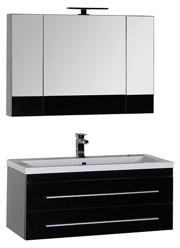 Шкаф-зеркало Aquanet Верона 100 чёрный 00175386