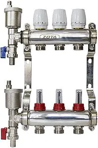 Группа коллекторная с расходомерами 3 отвода 1&quot;в/в x ¾&quot;ек Zota GR4932008003, 1