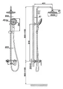 Душевая система со смесителем для ванны D&K Bayern.Purer хром DA1253701B06 Душевая система со смесителем для ванны D&K Bayern.Purer хром DA1253701B06, 2