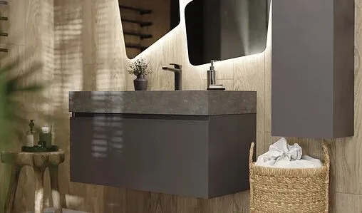 Тумба-умывальник подвесная Raval Facet 100 антрацит Fac.01.100/P/A/RL+Fac.08.100/Bet/RL