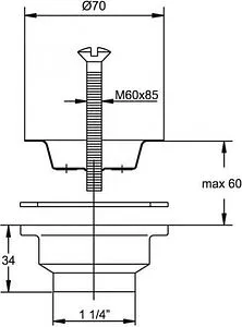 Выпуск для раковины с решеткой VIRPlast полированная сталь 30981206 Выпуск для раковины с решеткой VIRPlast полированная сталь 30981206, 2