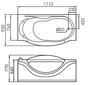 Ванна акриловая Gemy 171x92 R G9072 C R, 2