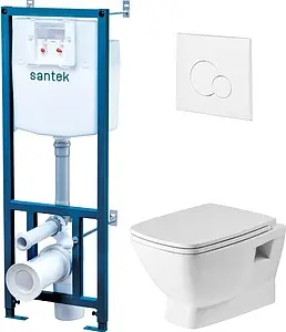 Комплект 5 в 1 Santek Нео Rimless 1WH501758 с кнопкой белый глянцевый, 1