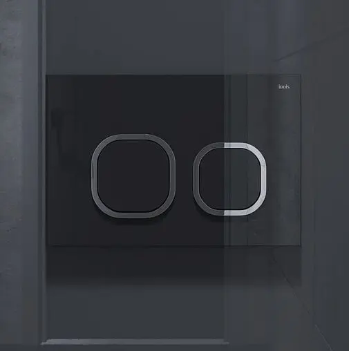 Клавиша смыва для унитаза IDDIS Uniglass UNG01BCi77 стекло/черный, кольца/хром глянцевый