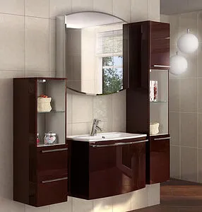 Шкаф-пенал подвесной с бельевой корзиной Aquaton Севилья 35 гранат 1A126603SE340, 5