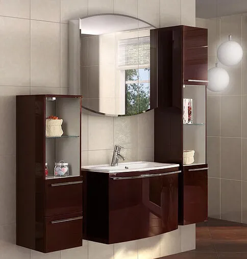 Шкаф-пенал подвесной с бельевой корзиной Aquaton Севилья 35 гранат 1A126603SE340