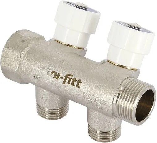 Коллектор регулирующий проходной 2 отвода ¾&quot;в/н x ½&quot;н Uni-fitt 401N3220